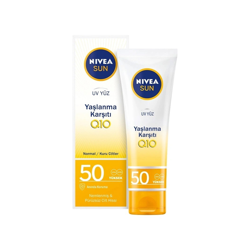 Nivea Sun SPF50+ Yaşlanma ve Leke Karşıtı Q10 Yüz Güneş Kremi 50 ml