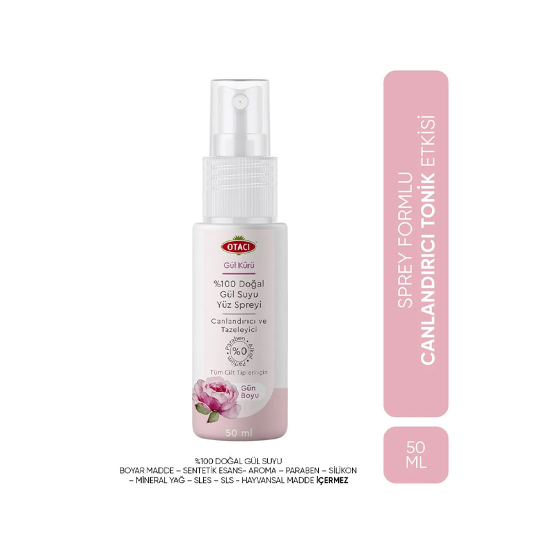 Otacı Doğal Gül Suyu Yüz Spreyi 50 ml
