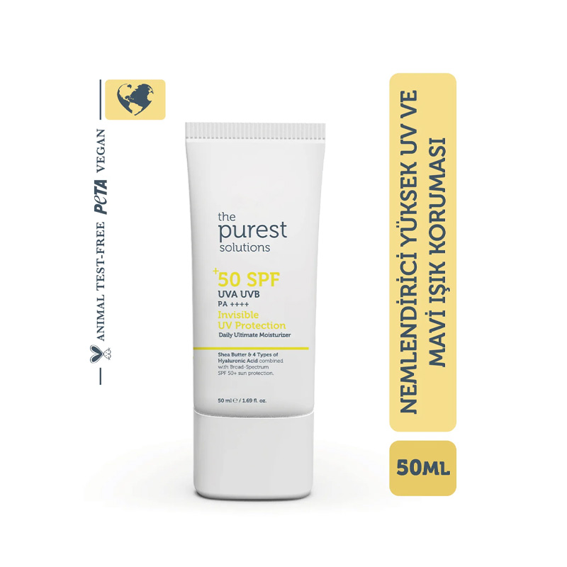The Purest Solutions Yüksek Koruma ve Nemlendirici Etkili Güneş Koruyucu Krem SPF 50, 50 ml