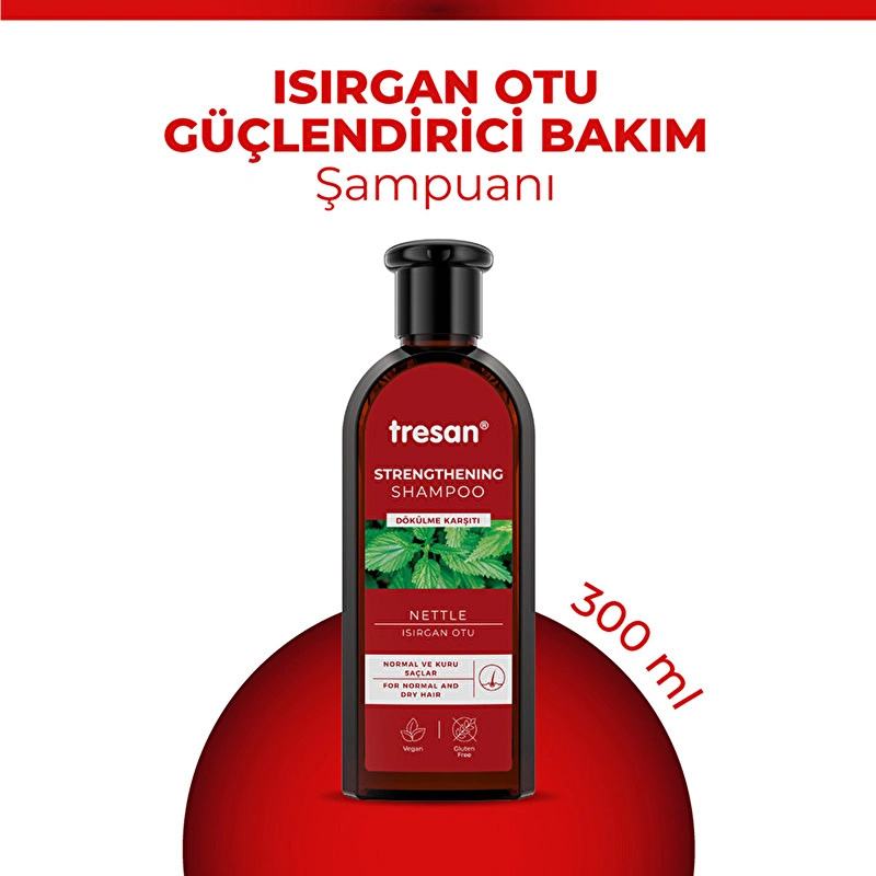 Tresan Dökülme Karşıtı Isırgan Otu Güçlendirici Bakım Şampuanı Normal ve Kuru Saçlar 300 ml