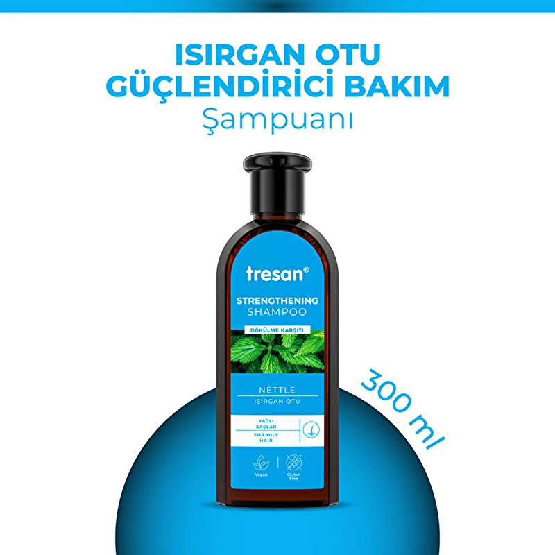 Tresan Dökülme Karşıtı Isırgan Otu Güçlendirici Bakım Şampuanı Yağlı Saçlar 300 ml