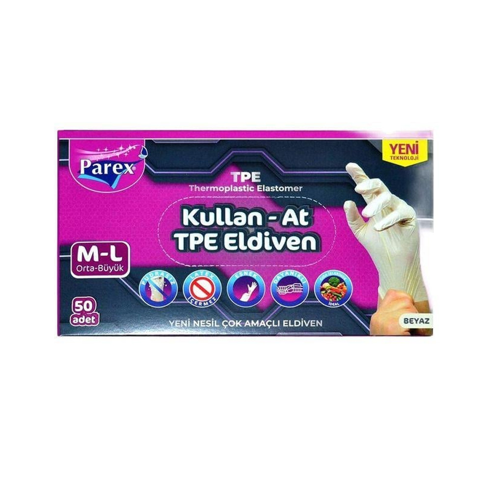 Parex Kullan At Tpe Eldiven 50 Li Beyaz (s/m)
